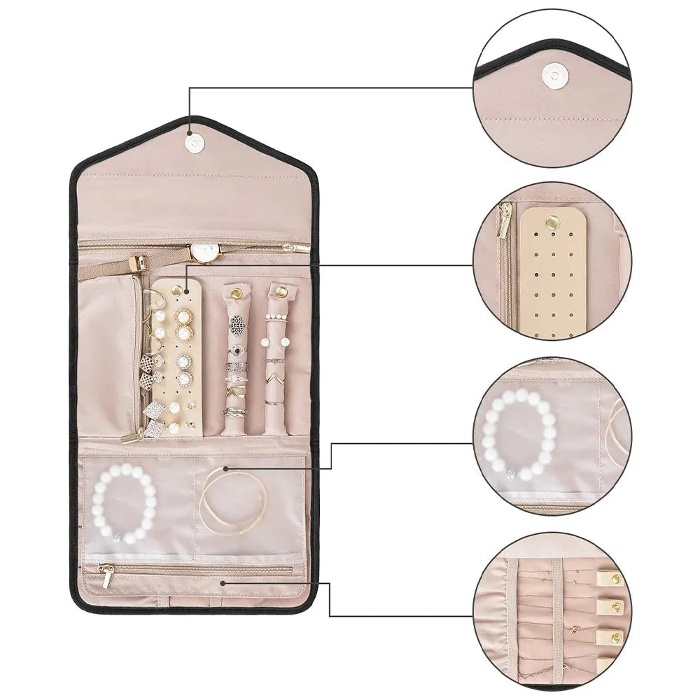 Vibe Geeks Roll Foldable Jewelry Case for Journey Travel
